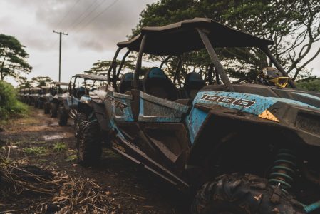 a tractor on a dirt road